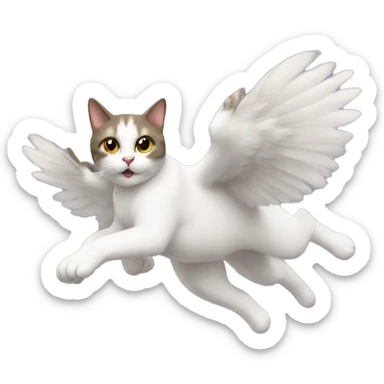 flying cat  sticker