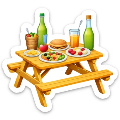 picnic table with food items on it sticker