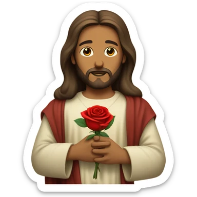 Jesus holding a rose sticker