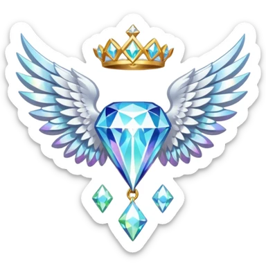 holy diamond emblem with white wings and diamond in the middle sticker