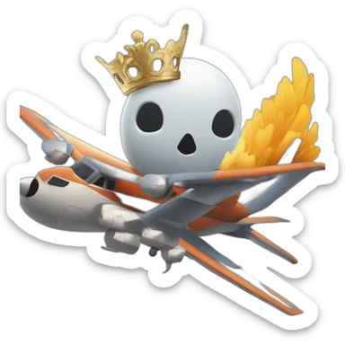 King of death with Thor's hammer flying next to a plane in the sky next to a bird sticker