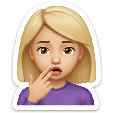 create a girl who is pinching her nose because she is smelling something bad sticker