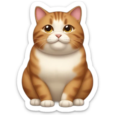 Very fat brown cute cat sticker