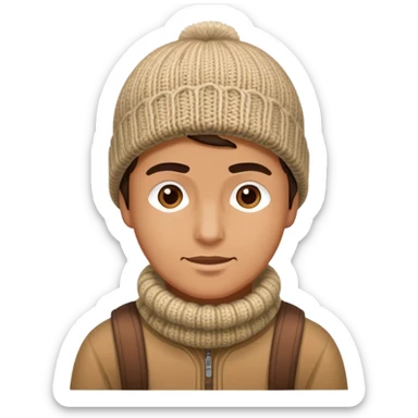 man in outdoor wither clothes and knited hat sticker