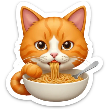 Cat eating noodles  sticker