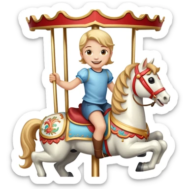 child riding a carousel horse, joyful expression sticker