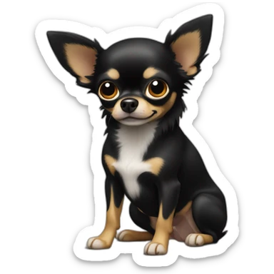 noir chihuahua poils longs sticker