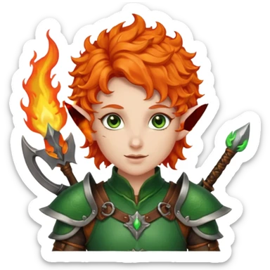 Archer elf with flaming orange curls sticker