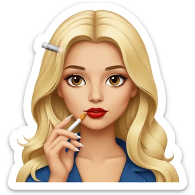 blonde gorgeous girl lonh hair with latina makeup smoking a cigarette  sticker