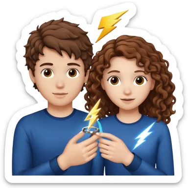 a 15 year old white girl with brown curly hair but she has lightnings in it with a brown haired white boy who gave her a promise ring sticker