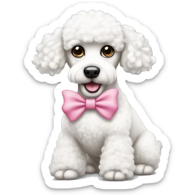 White poodle with pink bow sticker