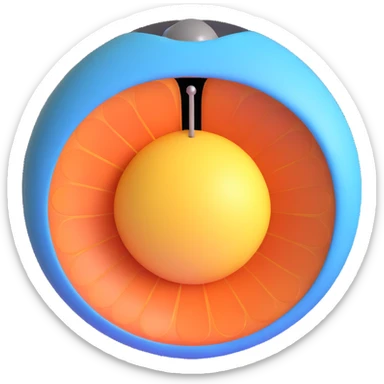 neutron approaching nucleus with cross section highlighted sticker