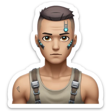 cyberpunk shaved man worn tank top sticker