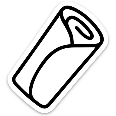 simple line art of a french crêpe, rolled with chocolate filling, minimal style sticker
