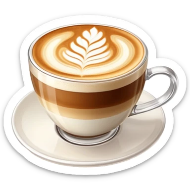 expensive artisanal latte in a cafe from upward view perspective, latte art, fancy coffee drink sticker