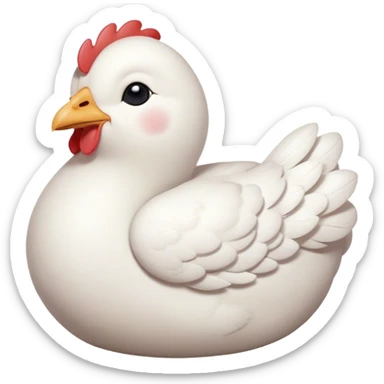 Meme-Worthy Cute Sleeping White Chicken Portrait Emoji, Head resting peacefully with a contented smile, showcasing a delightfully compact build and a luxuriously soft white plumage, eyes shut in a serene, restful nap, Simplified yet hilariously adorable features, highly detailed, glowing with a soft, drowsy light, high shine, relaxed and utterly lovable, stylized with an air of playful laziness, bright and heartwarming, soft glowing outline, capturing the essence of a comically sleepy chicken, so meme-worthy it feels like it could instantly become the next viral sensation of adorable slumber! sticker