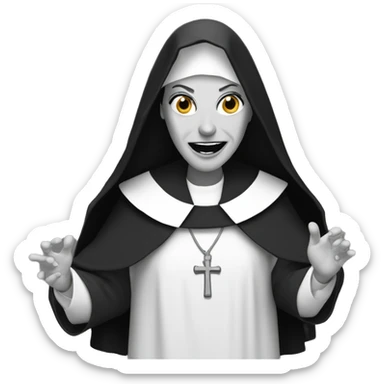 evil nun in black and white sticker