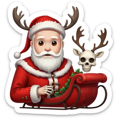 Grim Santa with a sleigh and skeleton reindeer sticker