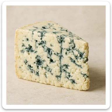 blue cheese wedge, realistic texture, visible blue veins, appetizing, neutral background sticker