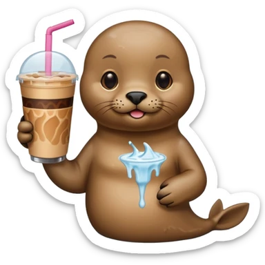 Seal with iced coffee sticker
