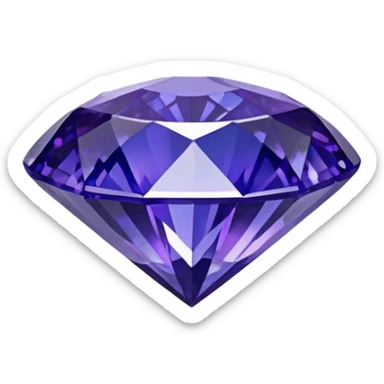 Faceted round tanzanite with deep violet-blue tones and holographic sparkle sticker