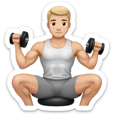 man seated weighted wrist curl sticker
