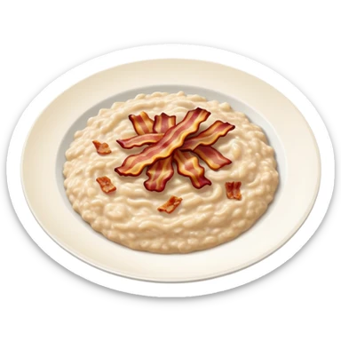 Plate of oatmeal and bacon  sticker