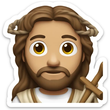 Jesus with a crutch  sticker