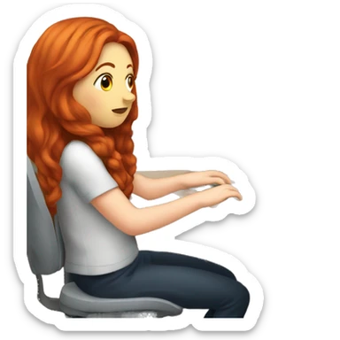plump redhead girl at the computer sticker