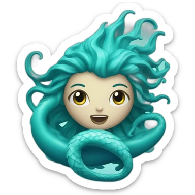 siren (evil mythical creature) with ocean blue background sticker