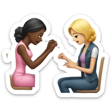 woman doing a manicure to another woman sticker