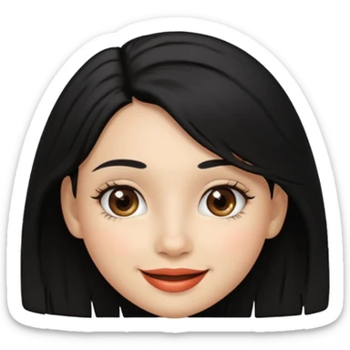 a girl that has black 3c hair textures and lightskin, It has brown eyes, a nose, lips, and it’s smiling. sticker