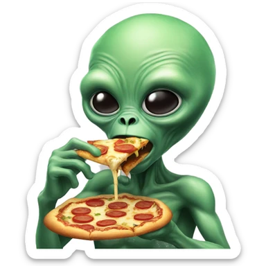 Alien eating pizza  sticker