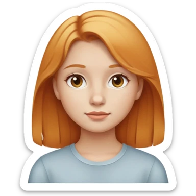 traditional simple emoji of young girl with ginger blonde hair, classic round face, simplified features, standard emoji style sticker