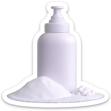 baby powder bottle with puff of white powder sticker