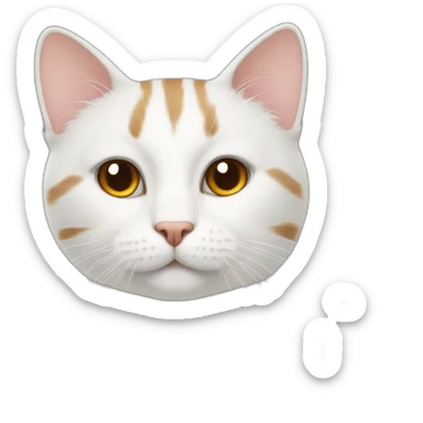 white cat with a little bit brown fur and half brown fur mouth sticker