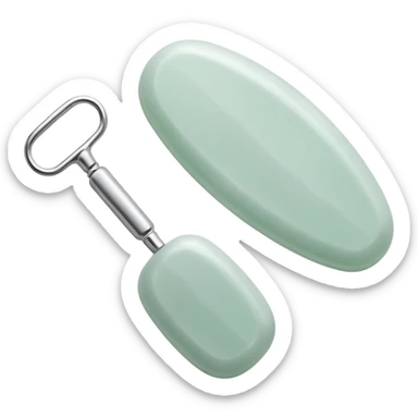 one silver gua sha and one silver jade roller used for beauty sticker