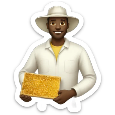 tall black man beekeeper holding honeycomb full body sticker