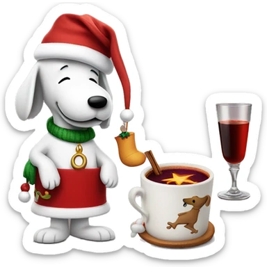 Snoopy with a Cristmashat and a Mulled wine sticker