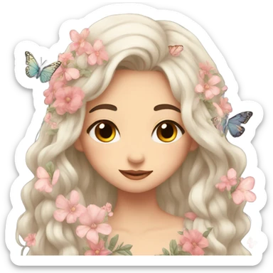 shy uwu emojis with flower and butterfly sticker