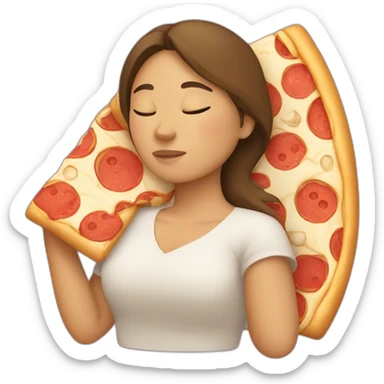 sleeping filipino woman with pizza sticker