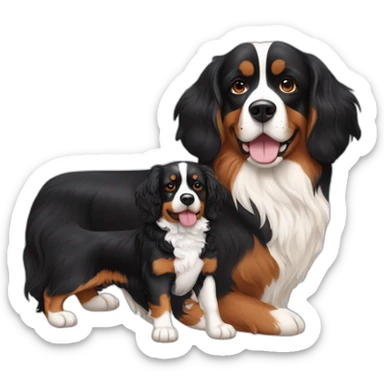 tricolor-king-charles-cavalier-and-a-bernese-mountain-dog sticker