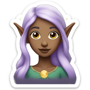 Girl elf with lilac hair and a moon on her forehead sticker