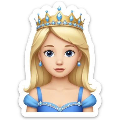 Princess in Blue Dress with Tiara, Blonde Hair sticker