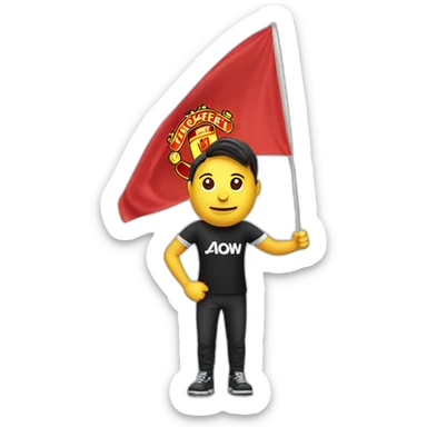 Manchester United Supporter Holding a Flag sticker