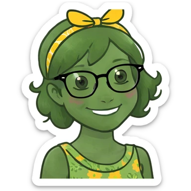 smiling girl in glasses sticker