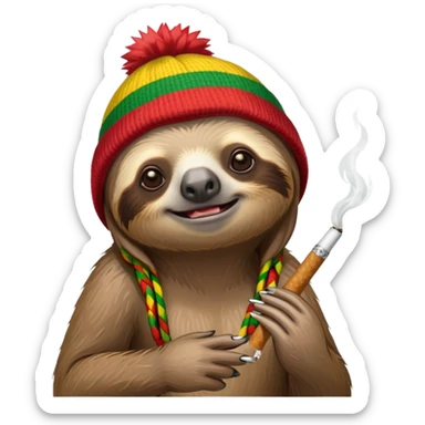 Sloth wearing a Rasta beanie smoking a cigarette  sticker