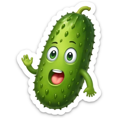 Anxious sweaty pickle with little feet  sticker