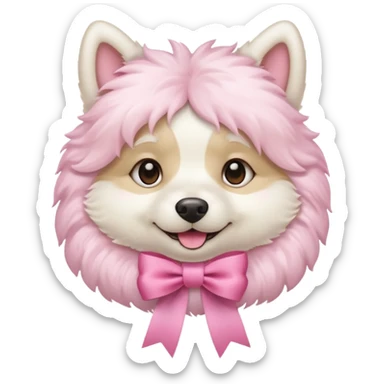 white dog with pink ribbon sticker