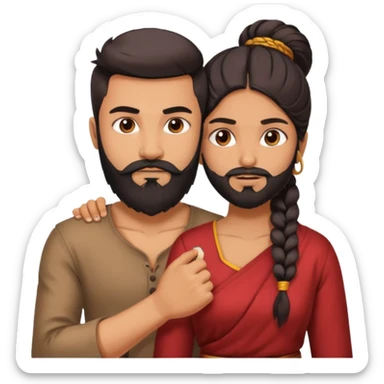 brother and sister fighting modern culture naughty  - indian skin and hairstyle - men beard - fight and love sticker